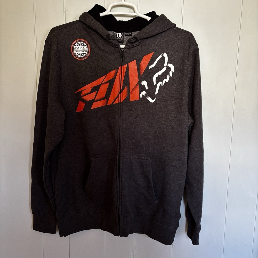 Fox Racing Created To Destroy Hoodie Y2K Men's L Black Full Zip Motocross MX
